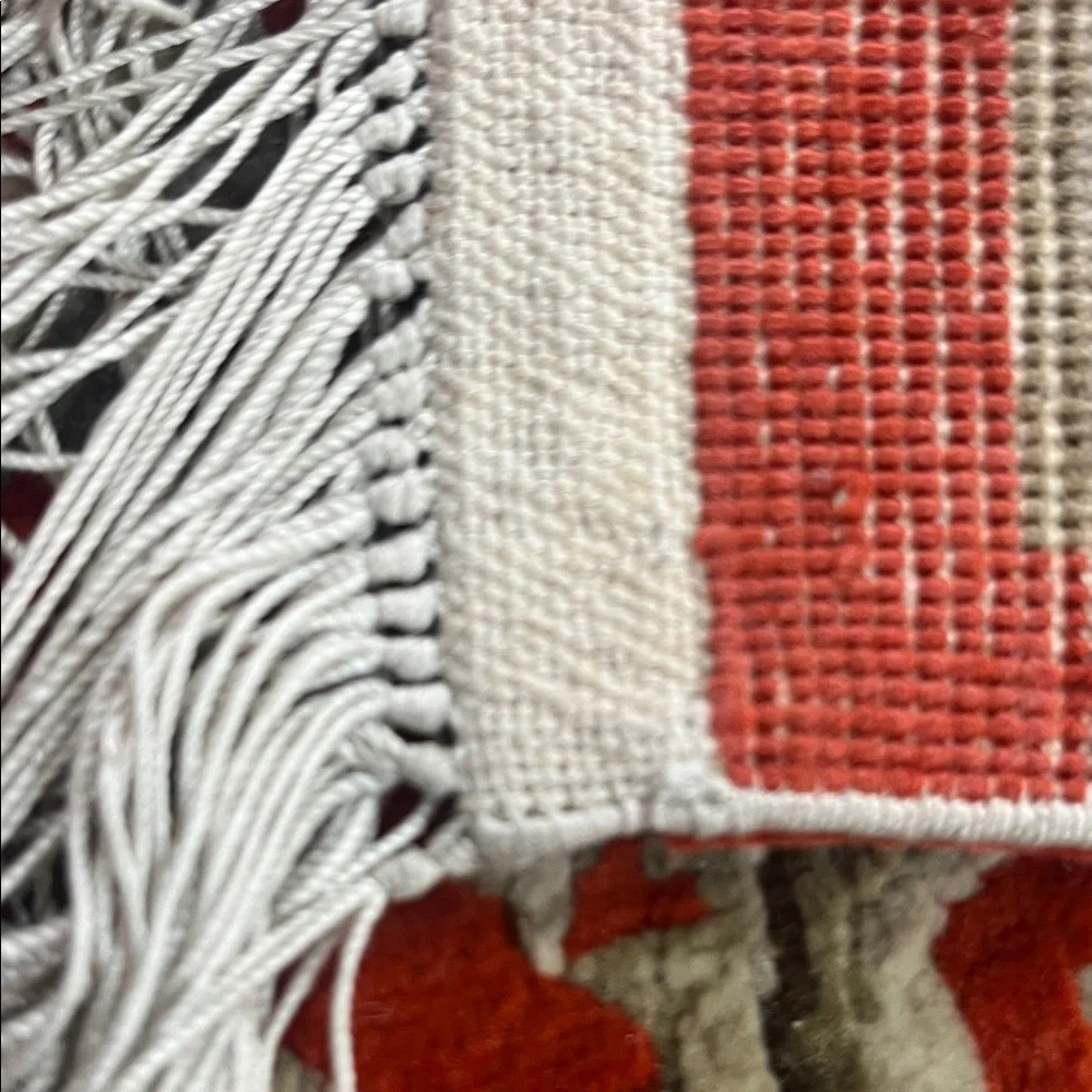 Vintage silk hand tied Orange and Black  Rug
